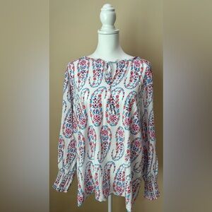Adorable Talbots ruffle neck summer blouse
